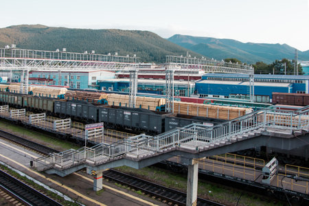 Railway tracks at the Slyudyanka station on the Trans-Siberian Railway.のeditorial素材