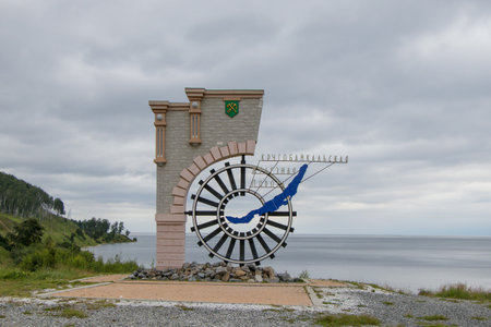 Signpost of the Circum-Baikal Railway near the Kultuk station.のeditorial素材
