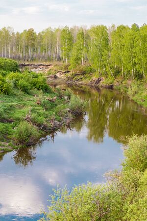 Spring landscape. Siberian river Vagay, Russiaの写真素材
