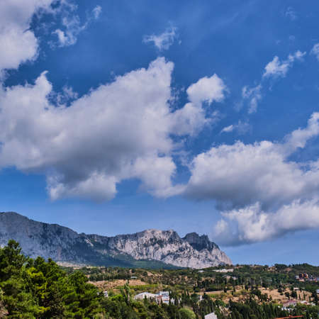 Beautiful mountain landscape. View on Ai-Petri, a peak in the Crimean Mountains.の写真素材