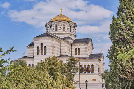 The Russian Orthodox Saint Vladimir Cathedral, Chersonesos Taurica, Sevastopol, Crimean Peninsula. 1891の写真素材