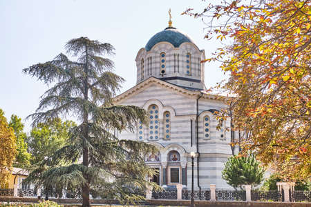 The central city hill of the city of Sevastopol, Crimean peninsula. Orthodox Vladimir Cathedral, tomb of admirals.の写真素材