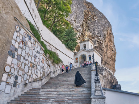 Holy Dormition cave male monastery. Landmark of the Crimean peninsula.のeditorial素材