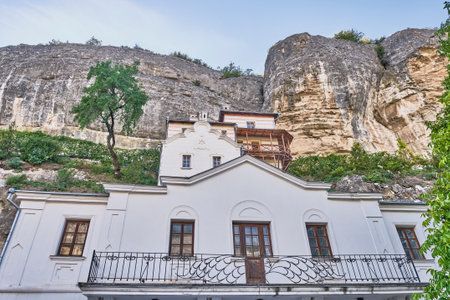 Holy Dormition cave male monastery. Bakhchisarai, Russia. Landmark of the Crimean peninsula.