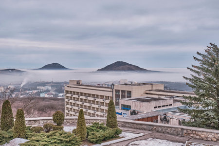 Zheleznovodsk, Russia The building of the Gorny Air or Gornyy vozdukh sanatorium. Caucasian Mineral Waters, Russiaのeditorial素材