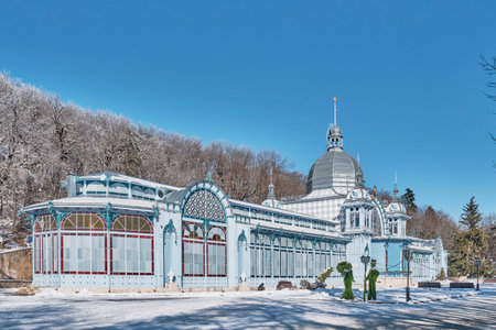 Zheleznovodsk, Russia Building of the Pushkin Gallery on a sunny winter day. Opened in 1902のeditorial素材