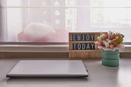 Home Office in a city apartment.の写真素材