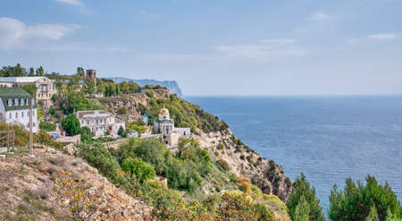 View of St. Georges Monastery. Cape Fiolent, Crimean peninsula. Sevastopol, Russiaの写真素材