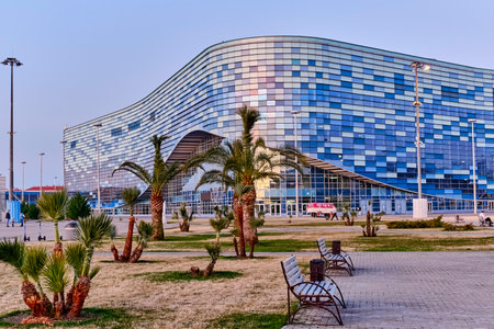 Ice sports palace Iceberg in the Olympic Park Sochi.のeditorial素材