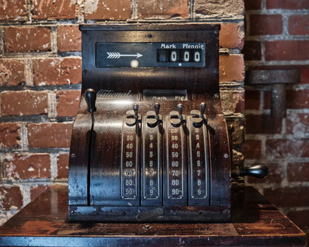 Antique National cash register from 1840, Germanyのeditorial素材