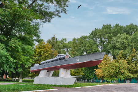 Torpedo boat monument, cultural heritage site. Real combat boat of 1944 modelのeditorial素材