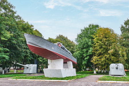 Torpedo boat monument, cultural heritage site. Real combat boat of 1944 modelのeditorial素材
