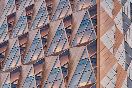 Yekaterinburg, Russia - January 26, 2022. Modern architecture. Part of facade of headquarters of Russian Copper Company. Norman Foreman Tower.の写真素材