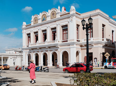 Elegant eclectic building of Thomas Terry Theater in historic center of city Cienfuegos, Cubaのeditorial素材