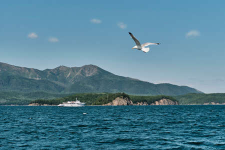 Chivyrkuisky Bay of Lake Baikal.Bolshoy Kyltygey island. Zabaikalsky National Park,Buryatia,Russiaの写真素材