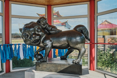 Sculpture Little Buddha by Dashi Namdakov, 2011. Ivolginsky Datsan, Buryatia, Russiaのeditorial素材