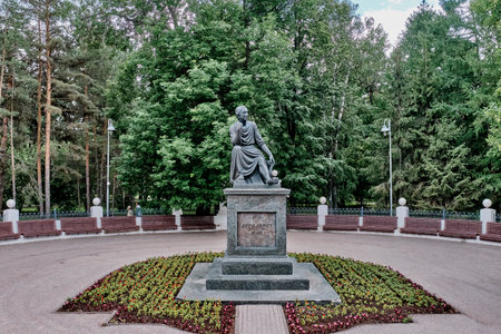 Kazan, Russia - June 7, 2023: Recreated monument to Derzhavin at Lyadsky garden. Poet, first Minister of Justice of the Russian Empire. Sculptor Gasimov, architect Nurgaliyeva, 2003のeditorial素材