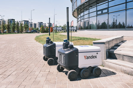 Delivery robot or courier robot in service of Russian Post.のeditorial素材