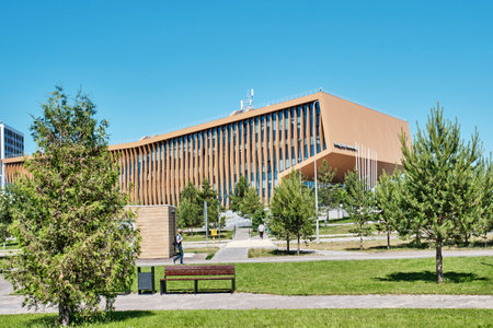 Innopolis,Russia - June 13,2023: Main building of University,which trains developers,managers in field of high technologies,conducts research in fields of information technology and robotics.Cityscapeのeditorial素材
