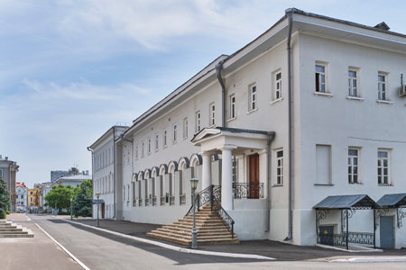 Kazan, Russia - June 15, 2023: Historical, old library building of University, designed in 1838. Department of Manuscripts and Rare Books of Scientific Library named after NI Lobachevsky.のeditorial素材
