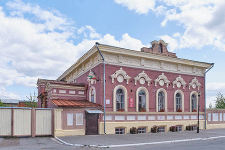 Yelabuga, Russia - June 18, 2023: Estate of merchant Staheev. Monument of residential architecture, estate complex in eclectic style of classical direction. Now kindergarten. Built in 19th century.のeditorial素材
