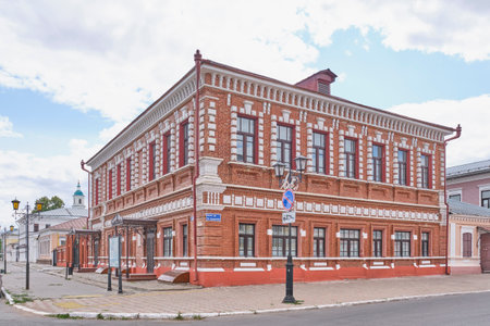 Yelabuga, Russia - June 18, 2023: City college in historical center of city.Historic building,Stakheev's trading office,1880s. Architectural monument,used as commercial building.Cultural heritage siteのeditorial素材
