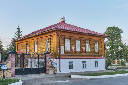 Yelabuga, Russia - June 18, 2023: Literary Museum of poetess Marina Tsvetaeva in house of late 19th century in historical center of city on Kazanskaya Street. Cultural heritage siteのeditorial素材
