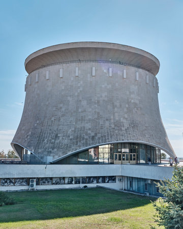 Volgograd, Russia - September 30, 2025: Iconic hyperboloid building of Stalingrad Battle Museum....