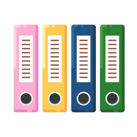 Files icon. Binders icon. Office folders icon. Vector flat illustration isolated on white background.のイラスト素材