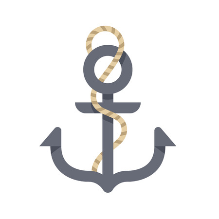 Vector illustration of stylized cartoon anchor with rope isolated on whiteのイラスト素材