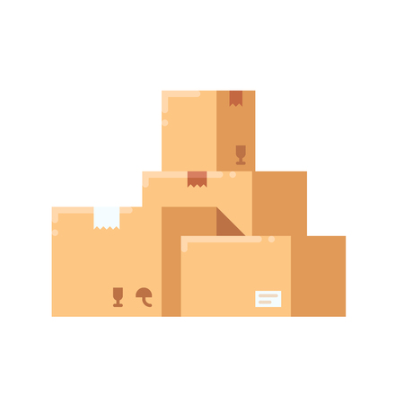 Move service box. Craft box. Transportation package cargo service Vector illustration isolated on white backgroundのイラスト素材