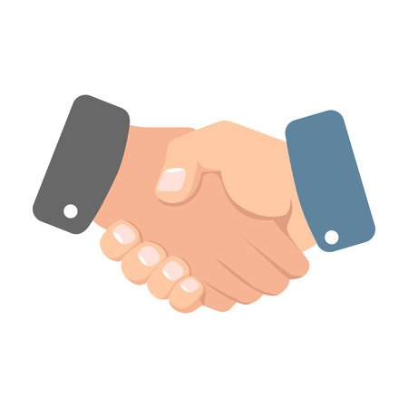 Handshake vector illustration. Two business partners agreed a deal and doing handshakingのイラスト素材