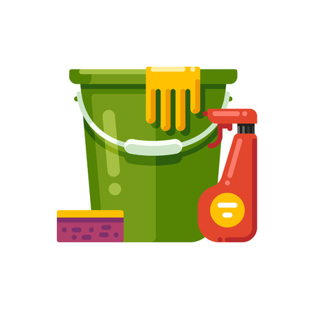 Cleaning supplies. Vector illustration isolated on white backgroundのイラスト素材