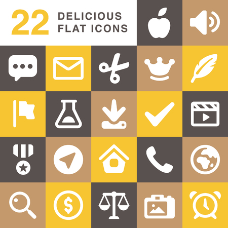 Set of delicious flat vector iconsのイラスト素材