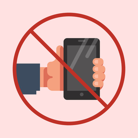 Do not use mobile phone sign. No mobile phone icon. No cell phone symbol. Vector flat illustration.のイラスト素材
