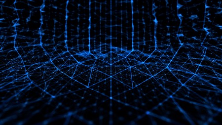 Abstract technology and science noise with lines grid blue