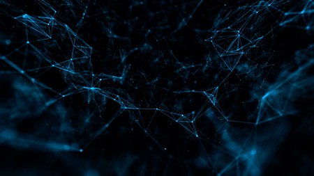 Abstract tehnology or medical web connection of dots particles and lines with depth of fieldの写真素材
