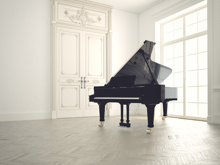 piano in a n empty classic  room.の写真素材