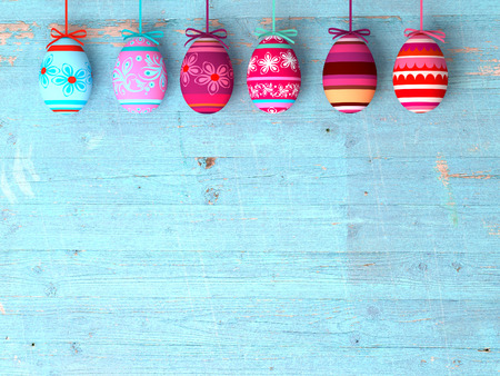 Easter eggs on wooden table background with copy space Easter eggs on wooden table background with copy space