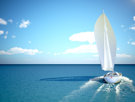 Snorkeling in shallow tropical water off the catamaran. 3d renderingの写真素材