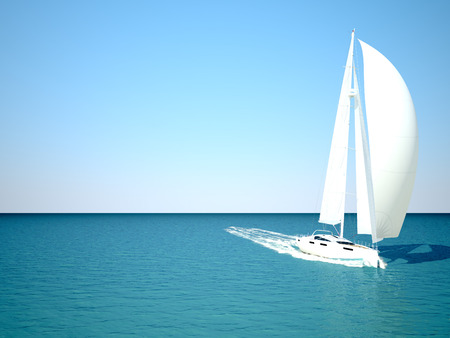 Snorkeling in shallow tropical water off the catamaran. 3d renderingの写真素材