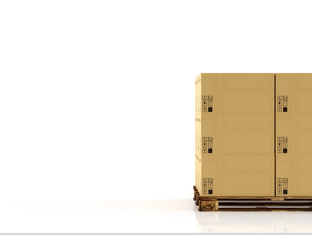 A stack of moving boxes. 3d renderingの写真素材