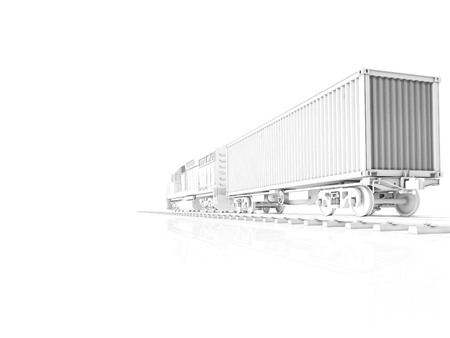 freight train and truck as transportation concept. 3d renderingの写真素材