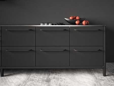 interior, beautiful kitchen of an old loft.3d renderingの写真素材