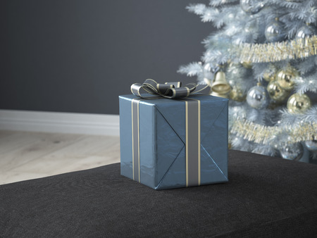 Christmas living room with a christmas tree. 3d renderingの写真素材