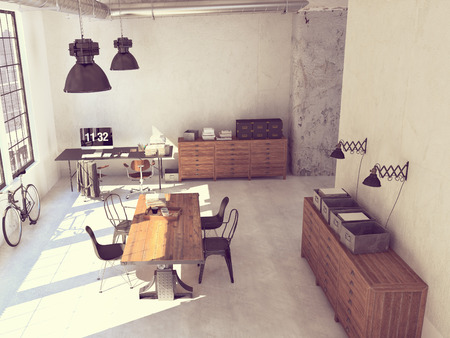Interior design of  modern Living room with a table. 3d renderingの写真素材