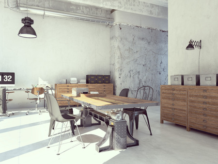 Interior design of  modern Living room with a table. 3d renderingの写真素材