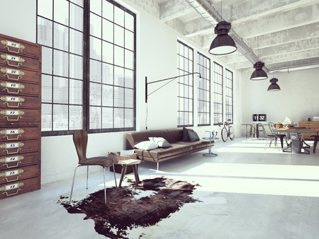 Interior design of  modern Living room with a table. 3d renderingの写真素材