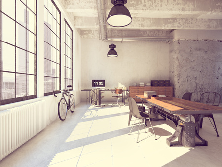 Interior design of  modern Living room with a table. 3d renderingの写真素材