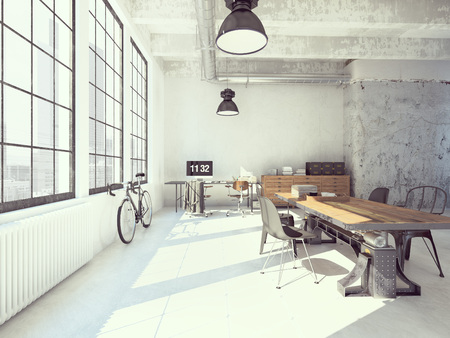 Interior design of  modern Living room with a table. 3d renderingの写真素材